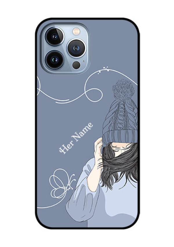 iPhone 13 Pro Max Custom Glass Mobile Case - Girl in winter outfit Design