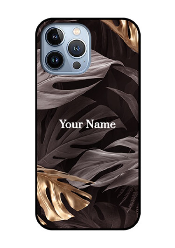iPhone 13 Pro Max Personalised Glass Phone Case - Wild Leaves digital paint Design