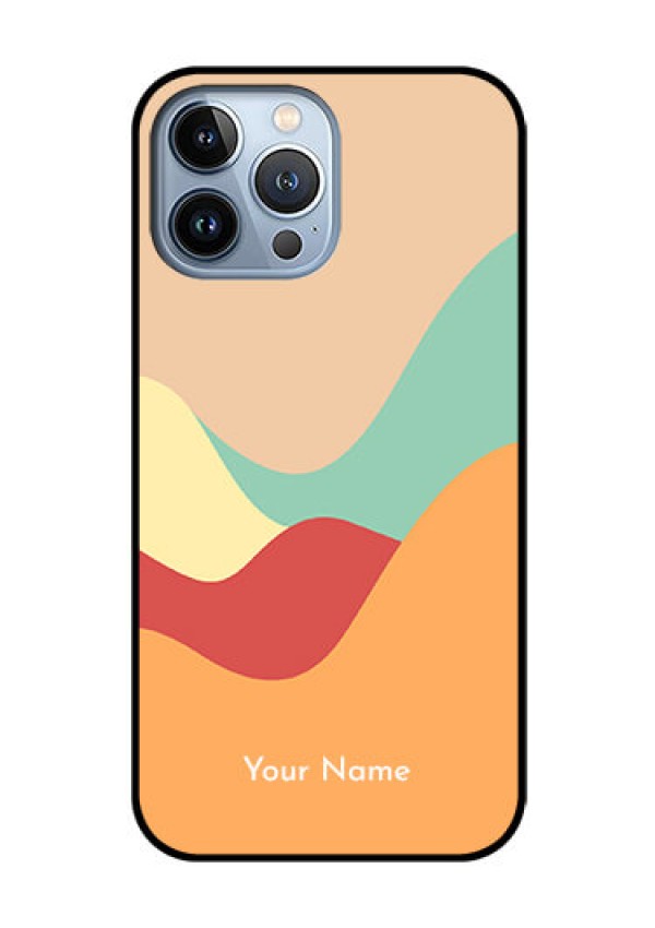iPhone 13 Pro Max Personalized Glass Phone Case - Ocean Waves Multi-colour Design