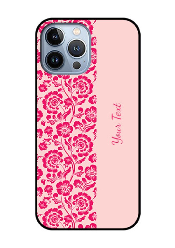 iPhone 13 Pro Max Custom Glass Phone Case - Attractive Floral Pattern Design