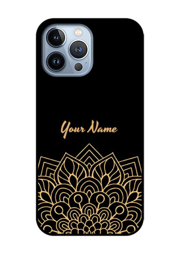 iPhone 13 Pro Max Custom Glass Phone Case - Golden mandala Design