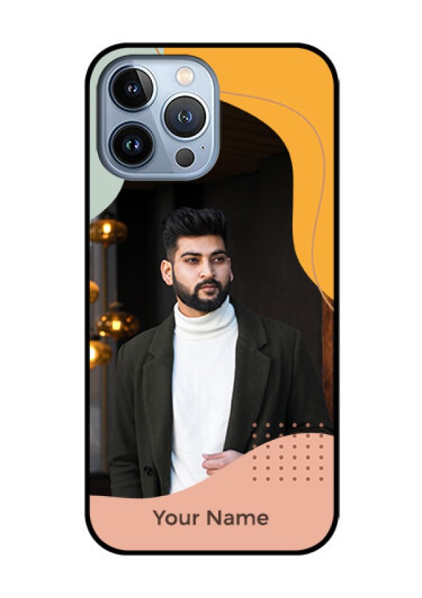 iPhone 13 Pro Max Personalized Glass Phone Case - Tri-coloured overlay design