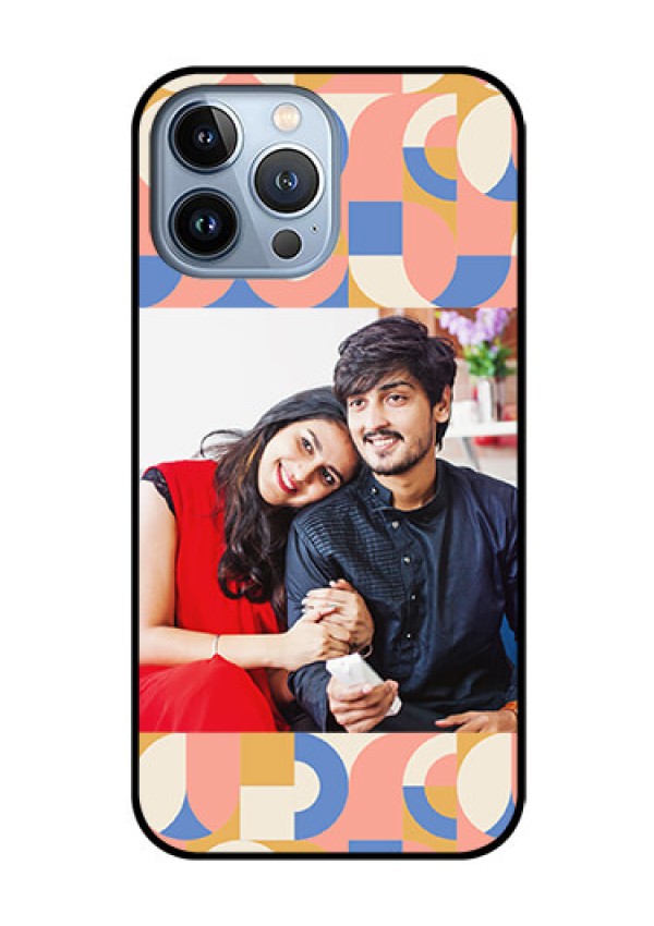 iPhone 13 Pro Max Photo Printing on Glass Case - Semi-circle Maze Pattern Design