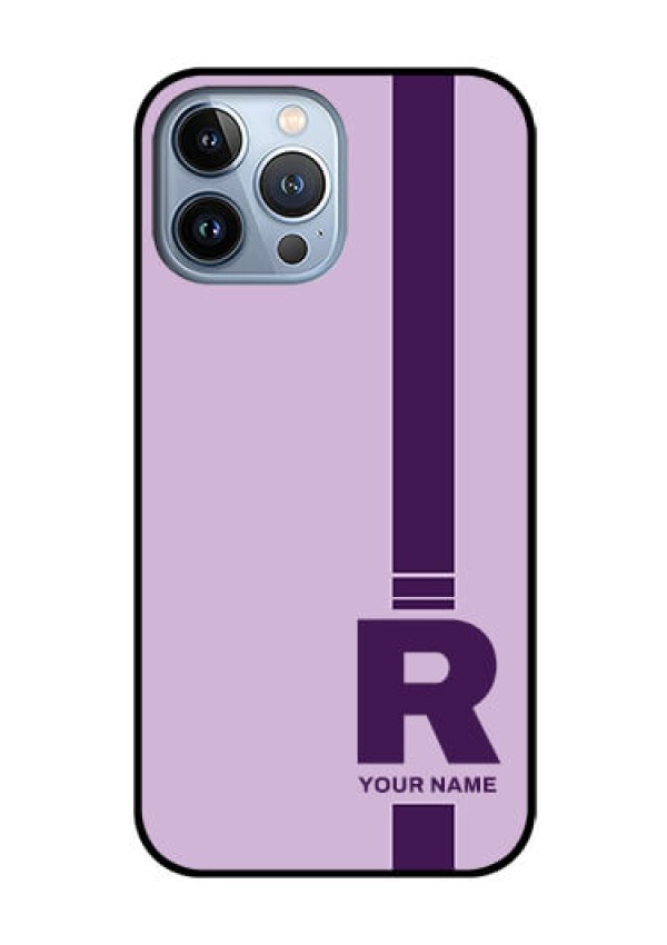 iPhone 13 Pro Max Photo Printing on Glass Case - Simple dual tone stripe with name Design