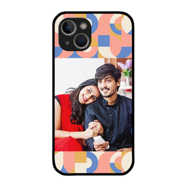 iPhone 14 Plus Photo Printing on Glass Case - Semi-circle Maze Pattern Design