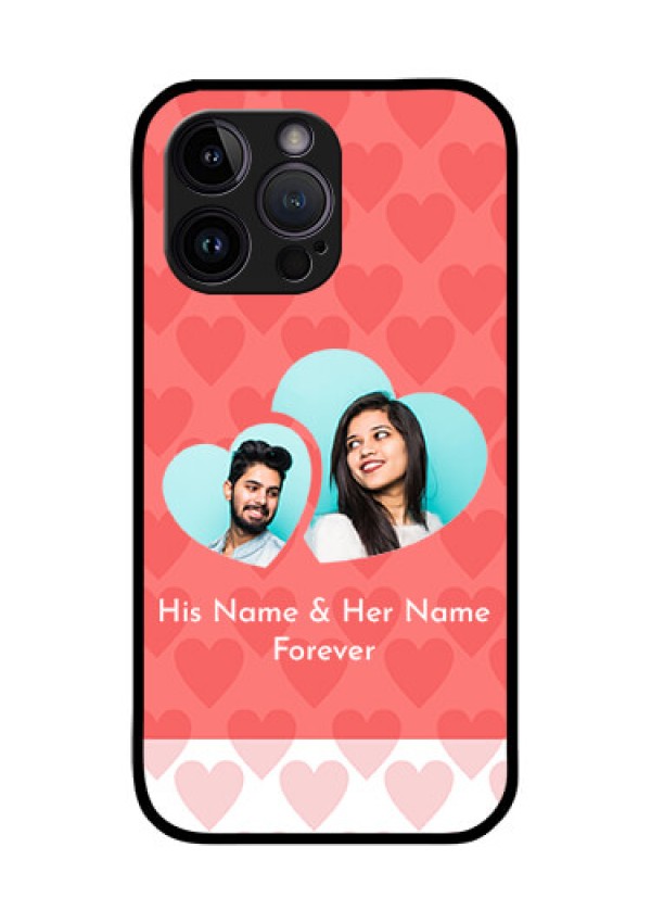 iPhone 14 Pro Max Personalized Glass Phone Case - Couple Pic Upload Design