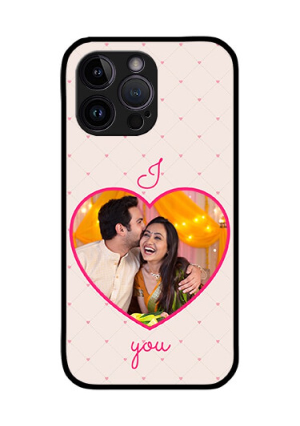 iPhone 14 Pro Max Custom Glass Mobile Case - Heart Shape Design