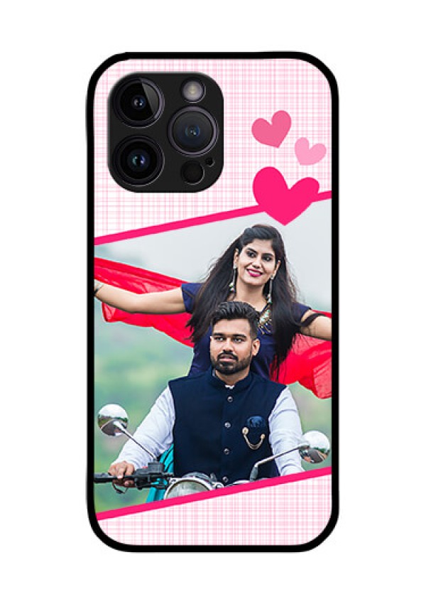 iPhone 14 Pro Max Custom Glass Phone Case - Love Shape Heart Design