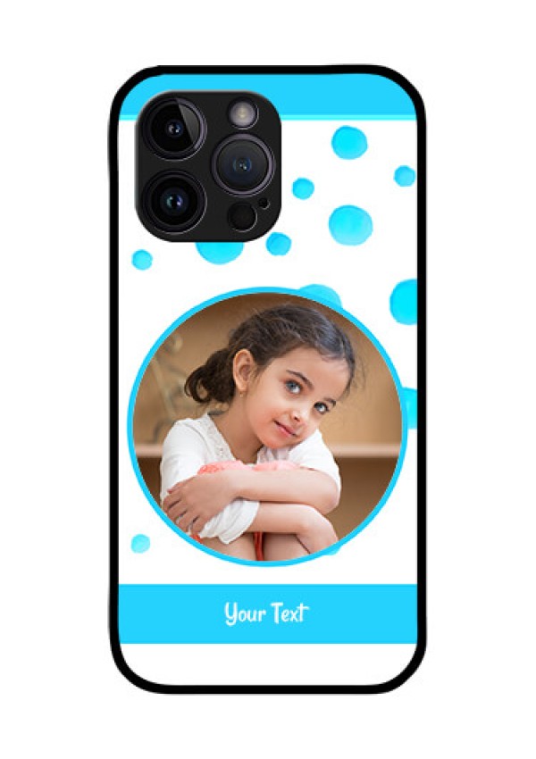 iPhone 14 Pro Max Photo Printing on Glass Case - Blue Bubbles Pattern Design