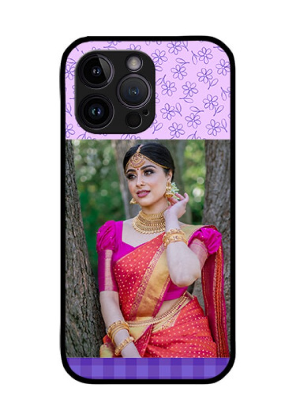 iPhone 14 Pro Max Custom Glass Phone Case - Purple Floral Design