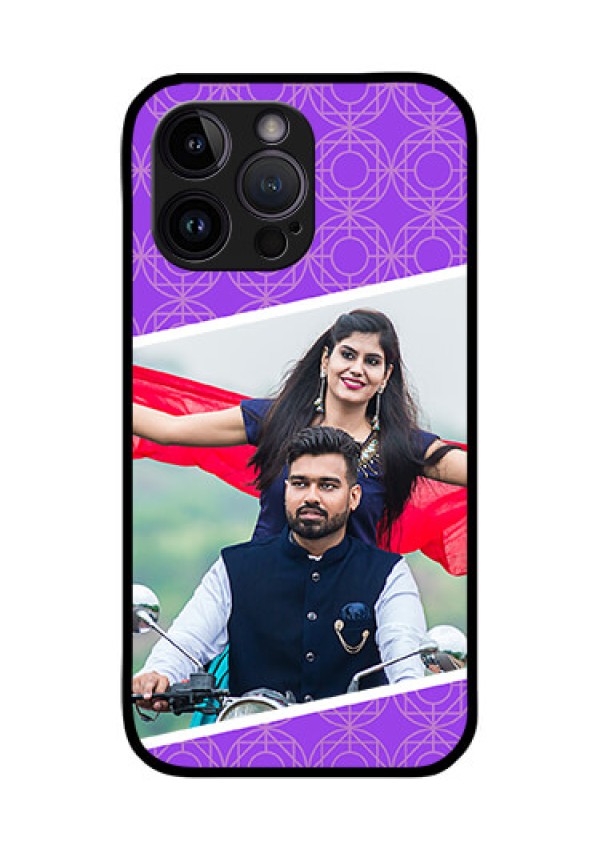 iPhone 14 Pro Max Custom Glass Phone Case - Violet Pattern Design