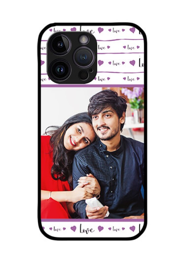 iPhone 14 Pro Max Custom Glass Mobile Case - Couples Heart Design