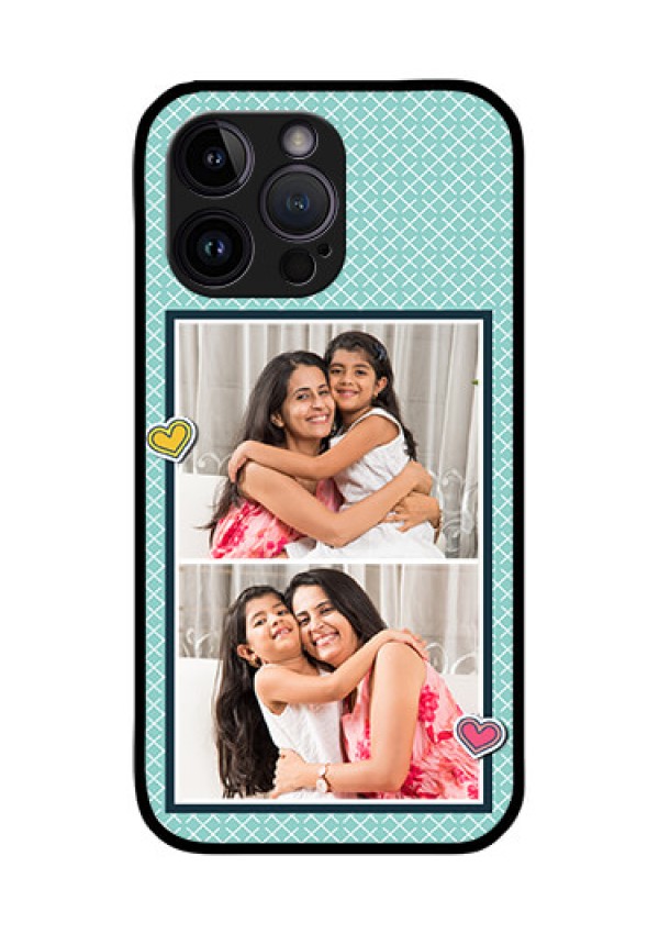iPhone 14 Pro Max Custom Glass Phone Case - 2 Image Holder with Pattern Design