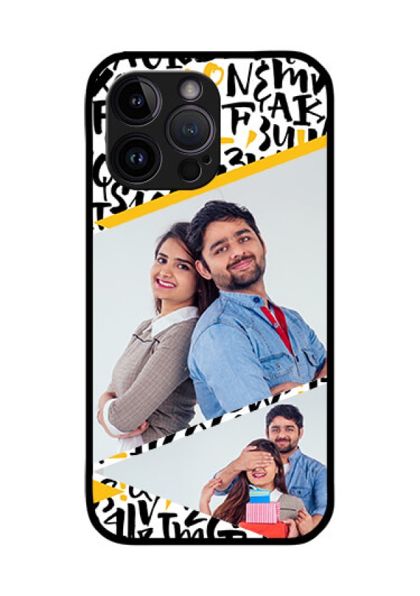 iPhone 14 Pro Max Custom Glass Mobile Case - Letters Pattern Design