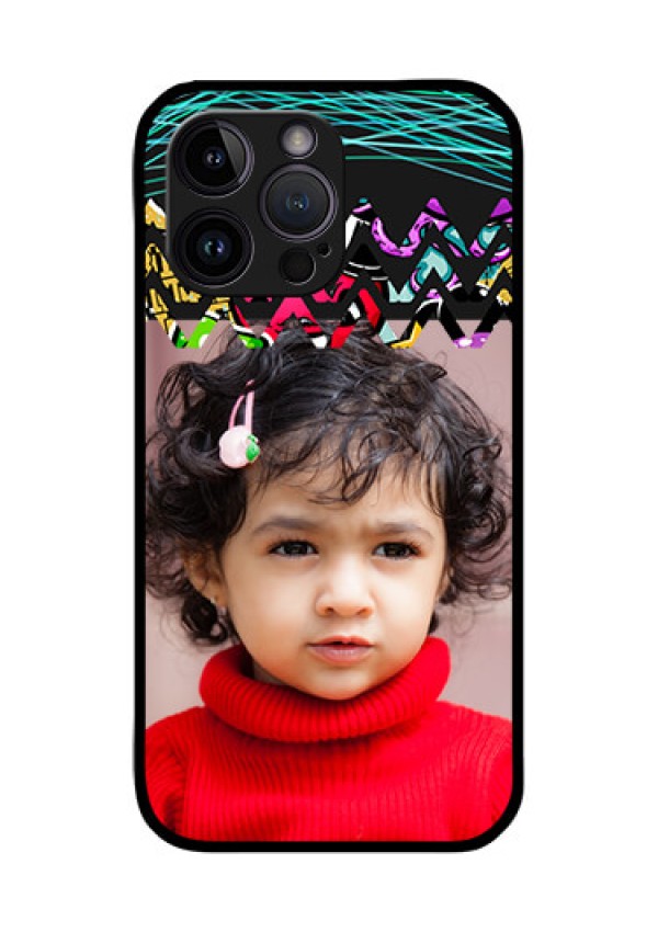 iPhone 14 Pro Max Personalized Glass Phone Case - Neon Abstract Design