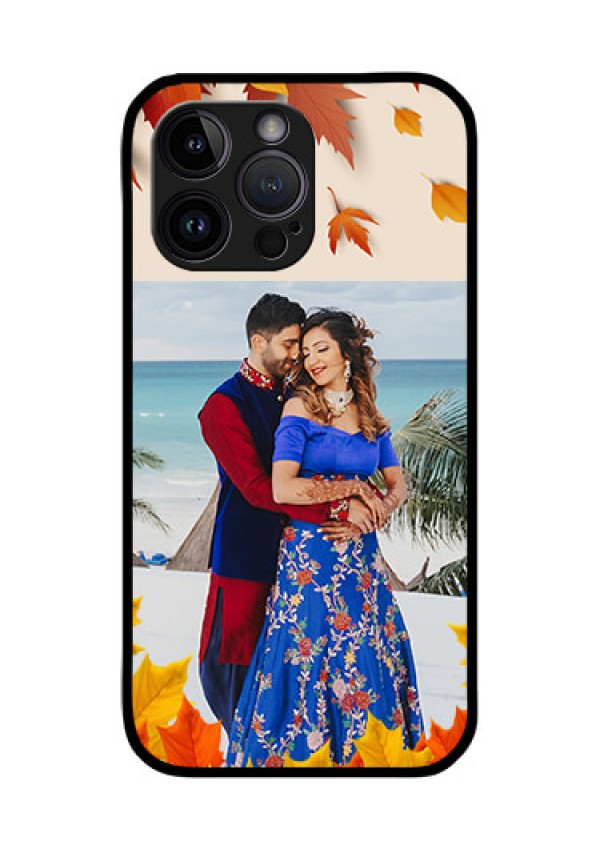 iPhone 14 Pro Max Photo Printing on Glass Case - Autumn Maple Leaves Design