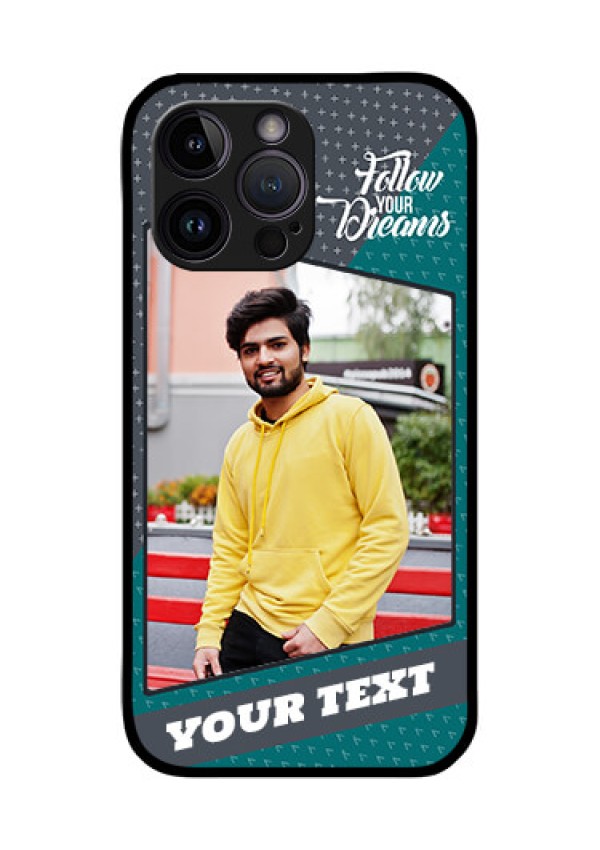 iPhone 14 Pro Max Personalized Glass Phone Case - Background Pattern Design with Quote