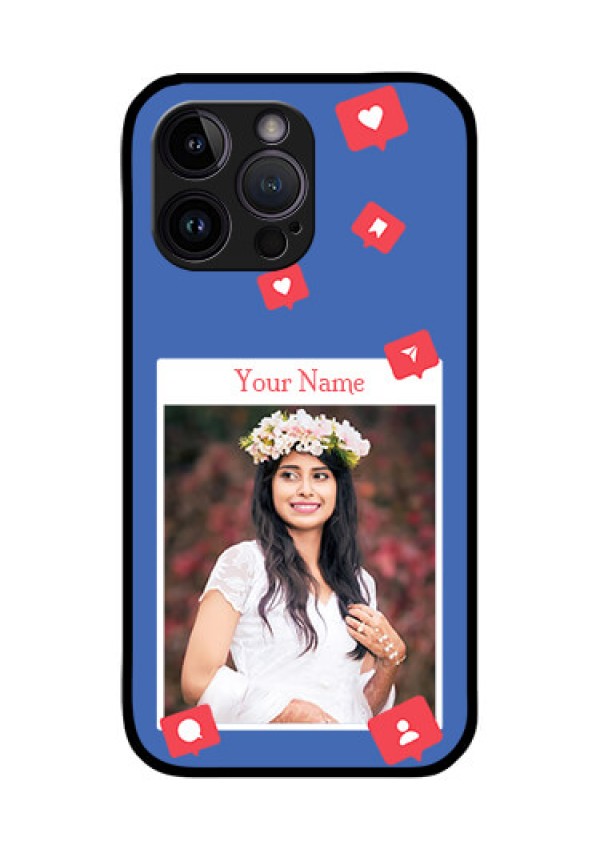 iPhone 14 Pro Max Custom Glass Phone Case - Like Share And Comment Design