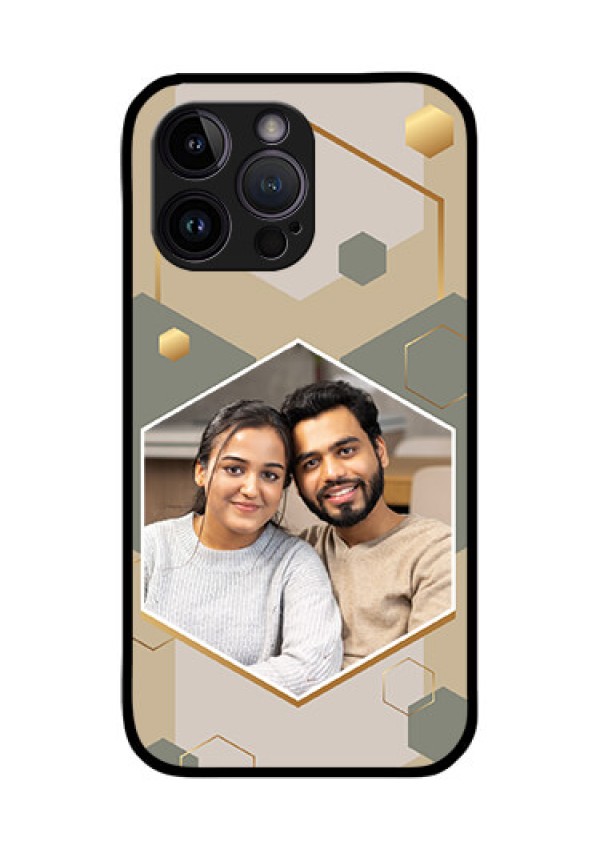 iPhone 14 Pro Max Photo Printing on Glass Case - Stylish Hexagon Pattern Design