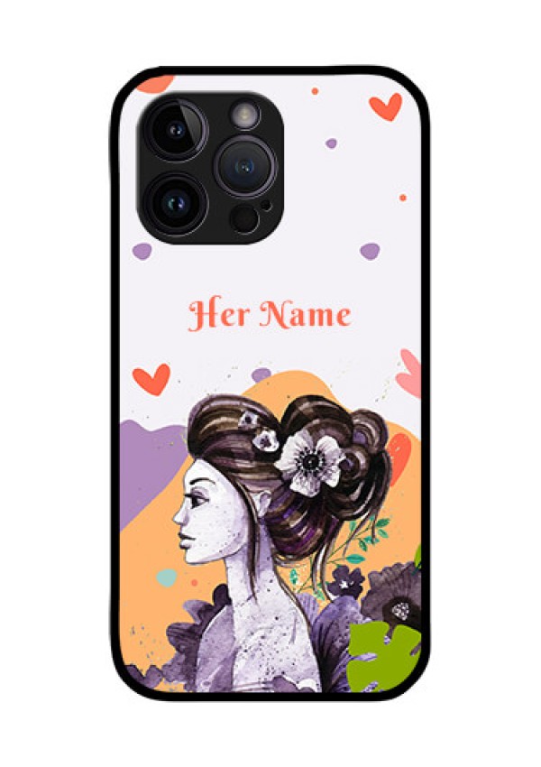 iPhone 14 Pro Max Personalized Glass Phone Case - Woman And Nature Design