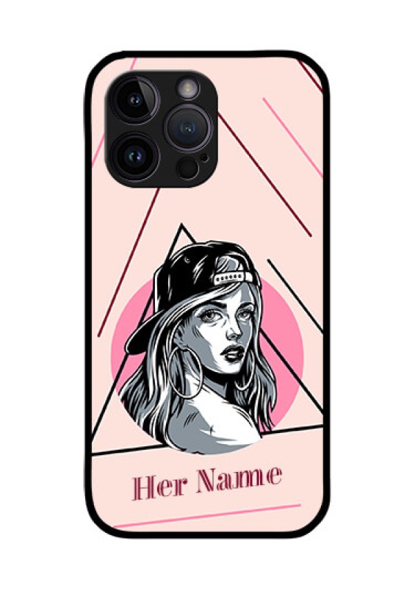 iPhone 14 Pro Max Personalized Glass Phone Case - Rockstar Girl Design