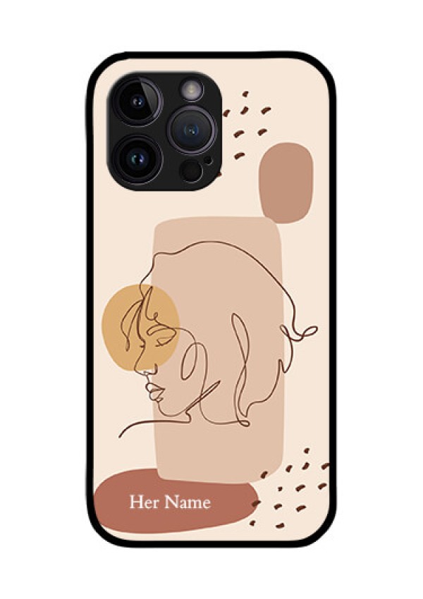 iPhone 14 Pro Max Photo Printing on Glass Case - Calm Woman line art Design