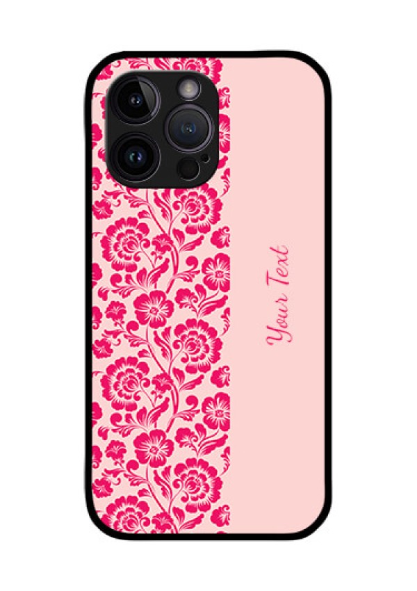 iPhone 14 Pro Max Custom Glass Phone Case - Attractive Floral Pattern Design