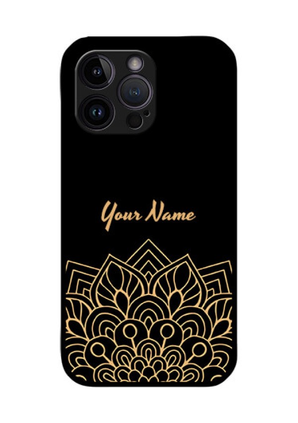 iPhone 14 Pro Max Custom Glass Phone Case - Golden mandala Design