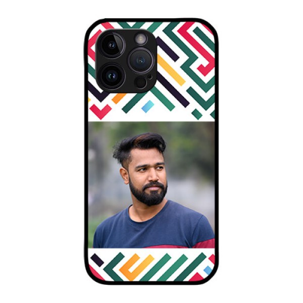iPhone 14 Pro Max Personalized Glass Phone Case - Colorful Maze Pattern Design iPhone 14 Pro Max Personalized Glass Phone Case - Colorful Maze Pattern Design