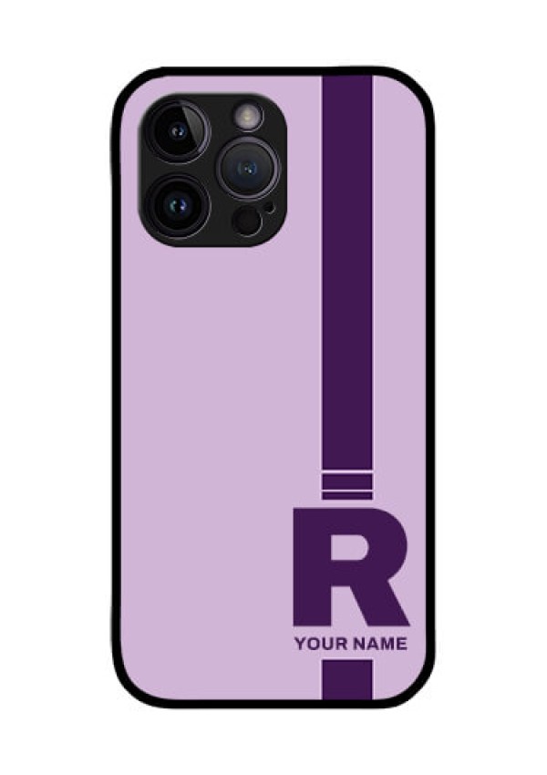 iPhone 14 Pro Max Photo Printing on Glass Case - Simple dual tone stripe with name Design
