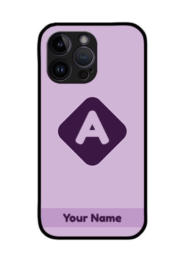 iPhone 14 Pro Max Custom Glass Mobile Case - Custom Letter in curved badge Design
