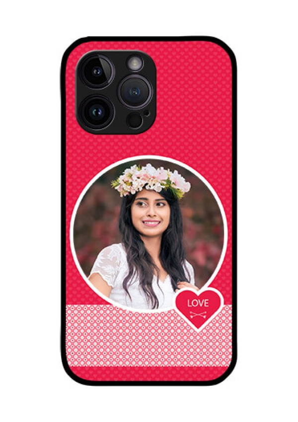 iPhone 14 Pro Personalised Glass Phone Case - Pink Pattern Design