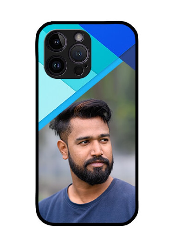 iPhone 14 Pro Custom Glass Phone Case - Blue Pattern Design