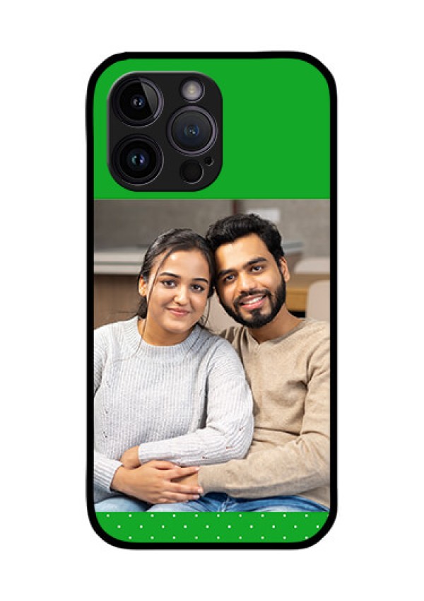 iPhone 14 Pro Personalized Glass Phone Case - Green Pattern Design