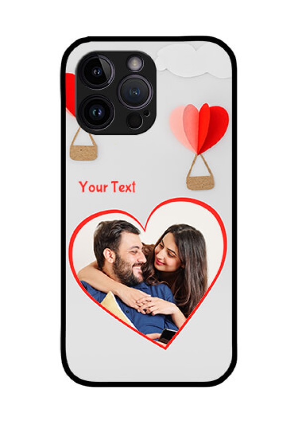 iPhone 14 Pro Custom Glass Mobile Case - Parachute Love Design