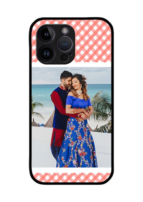 iPhone 14 Pro Personalized Glass Phone Case - Pink Pattern Design