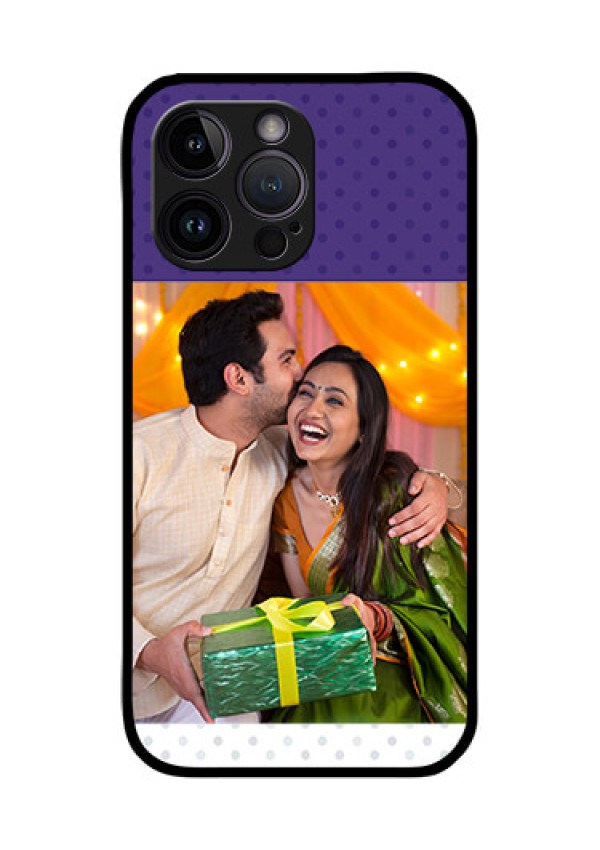 iPhone 14 Pro Personalized Glass Phone Case - Violet Pattern Design