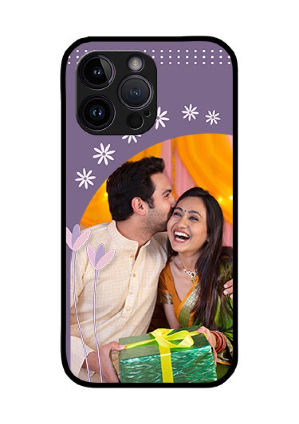 iPhone 14 Pro Custom Glass Mobile Case - Lavender flowers design
