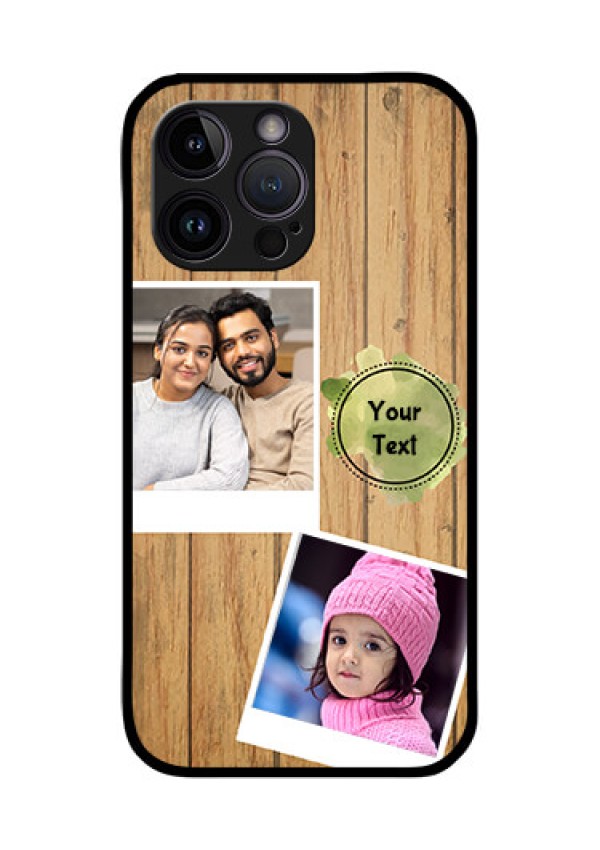iPhone 14 Pro Custom Glass Phone Case - Wooden Texture Design