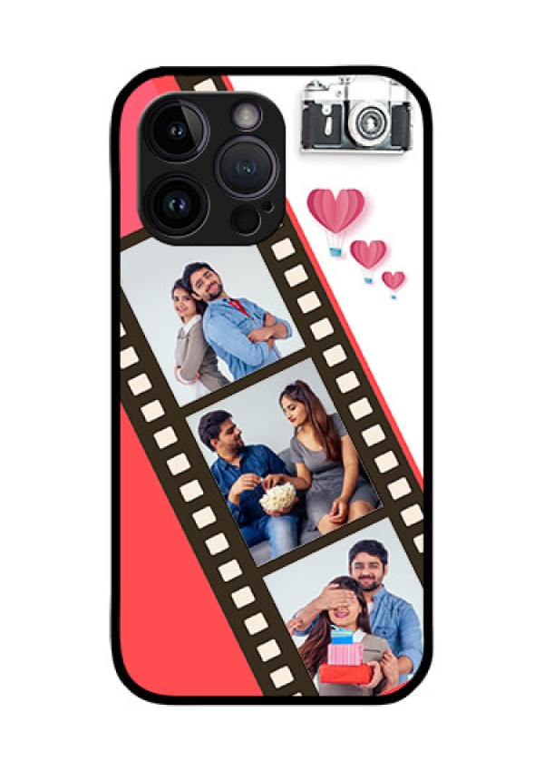 iPhone 14 Pro Personalized Glass Phone Case - 3 Image Holder with Film Reel