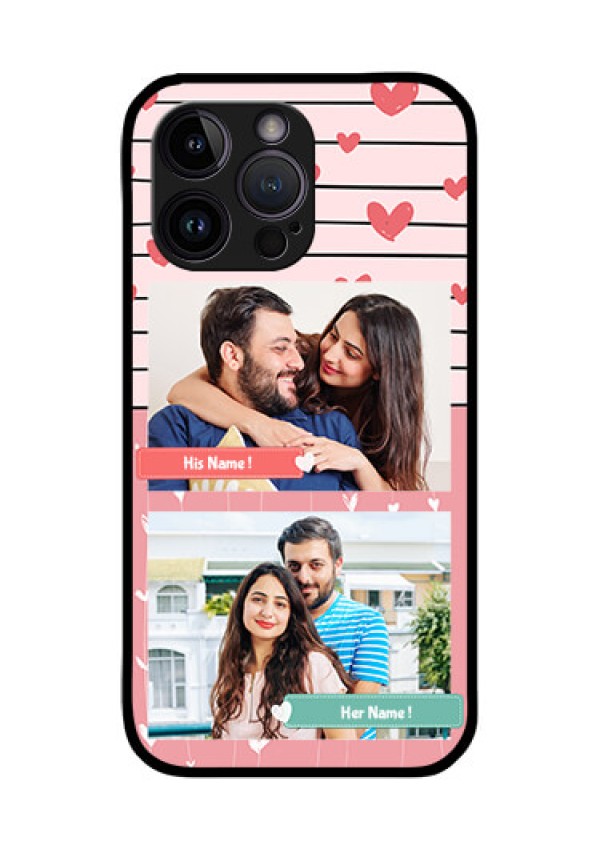 iPhone 14 Pro Custom Glass Mobile Case - Photo with Heart Design