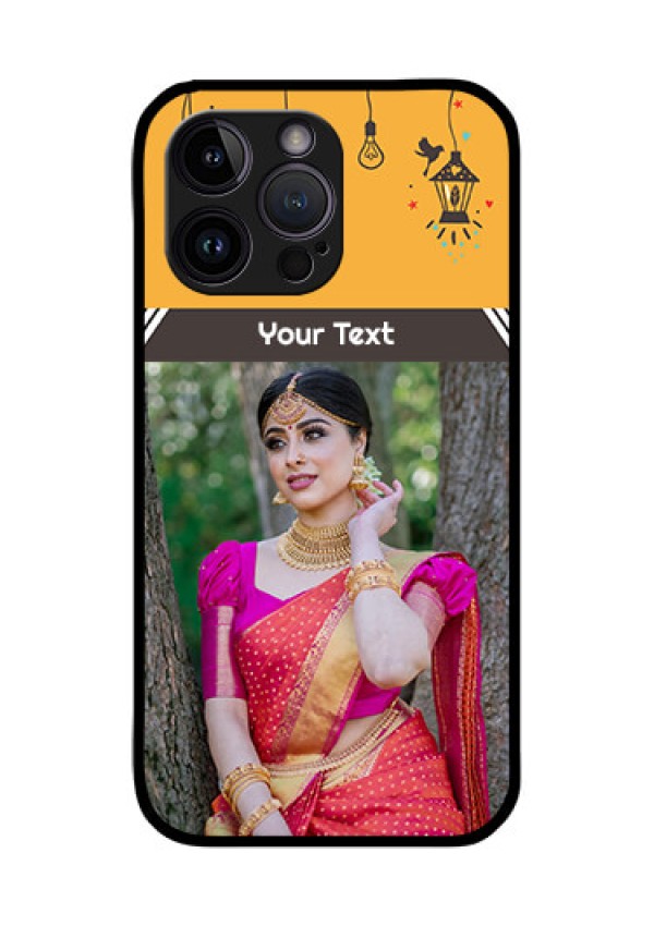 iPhone 14 Pro Custom Glass Mobile Case - with Family Picture and Icons