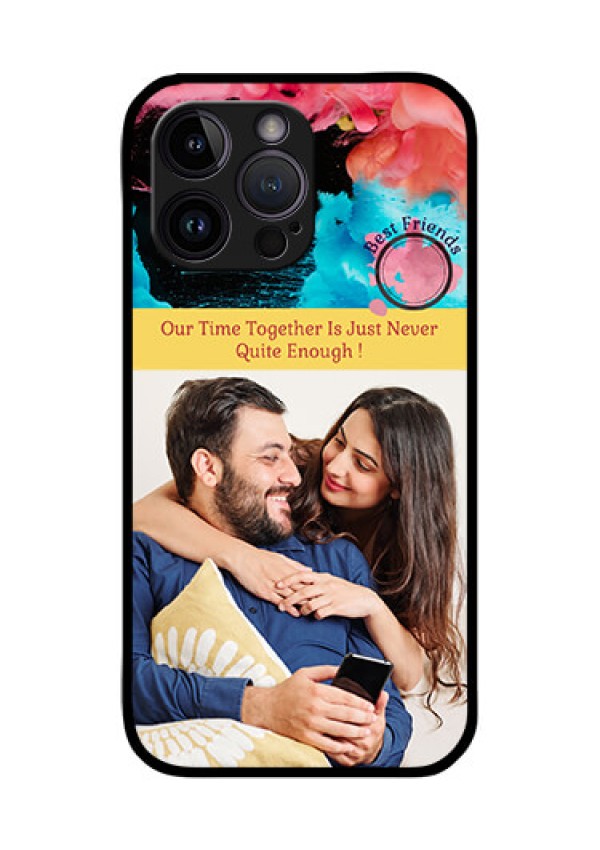iPhone 14 Pro Custom Glass Mobile Case - Quote with Acrylic Painting Design