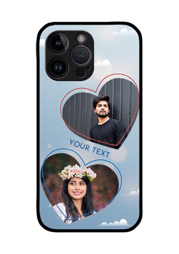 iPhone 14 Pro Custom Glass Mobile Case - Blue Color Couple Design