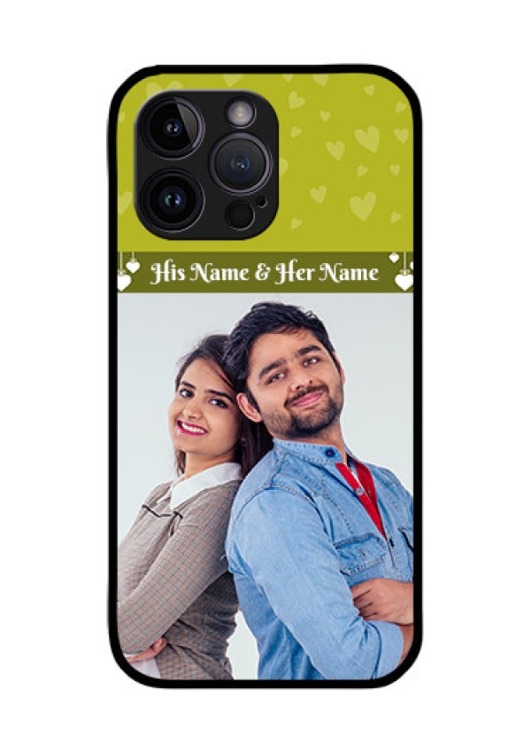 iPhone 14 Pro Custom Glass Phone Case - You & Me Heart Design