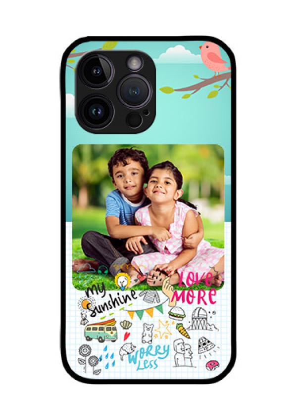 iPhone 14 Pro Photo Printing on Glass Case - Doodle love Design