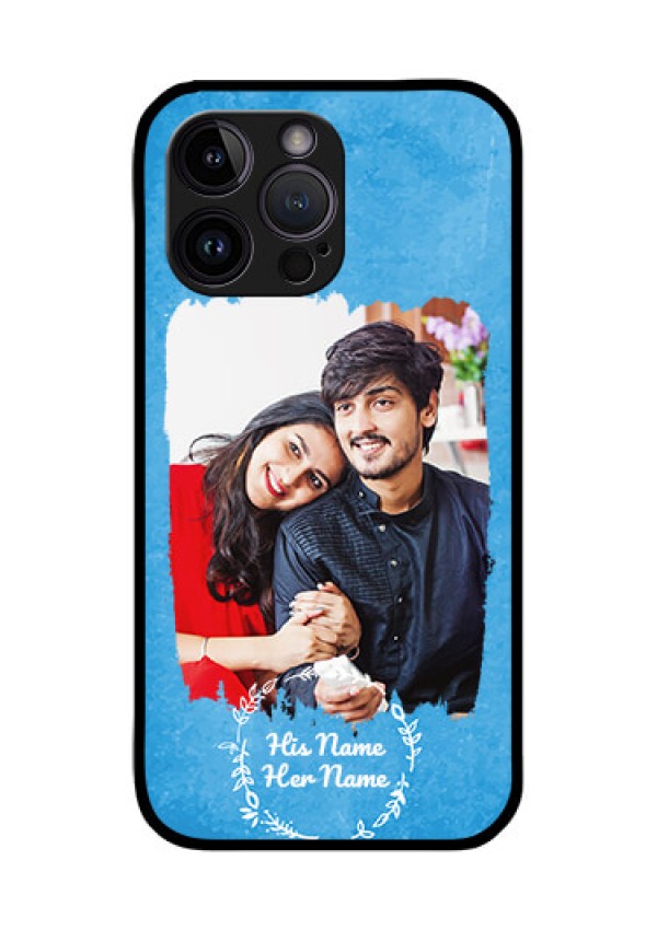 iPhone 14 Pro Custom Glass Phone Case - Blue Color Vintage Design
