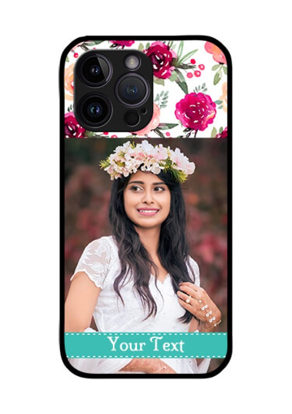 iPhone 14 Pro Custom Glass Phone Case - Watercolor Floral Design