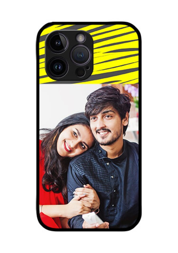 iPhone 14 Pro Photo Printing on Glass Case - Yellow Abstract Design