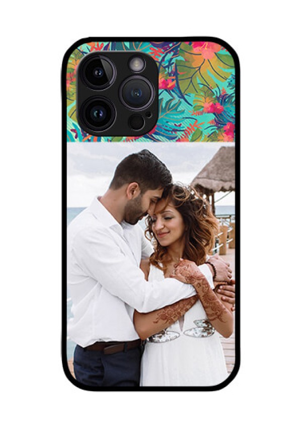 iPhone 14 Pro Photo Printing on Glass Case - Watercolor Floral Design